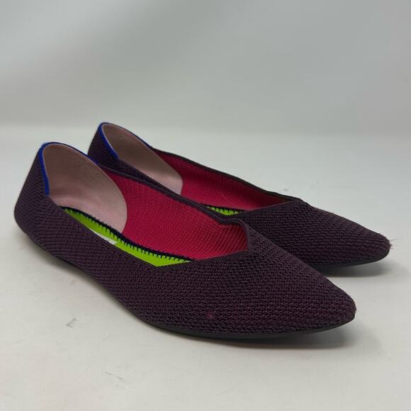 Rothy’s Retired Berry Lattice Stitch Point Flats Size 9.5 Casual Shoes Work - Picture 1 of 13